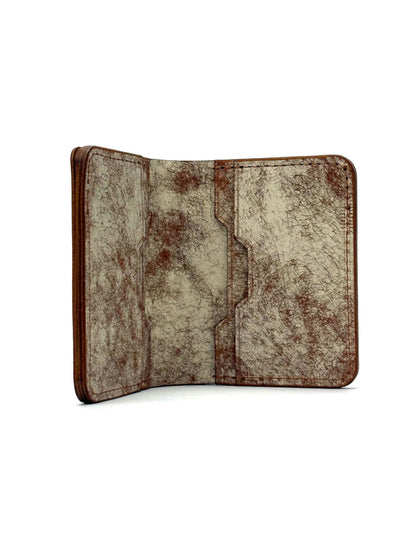 brown glance leather bifold wallet front view opened