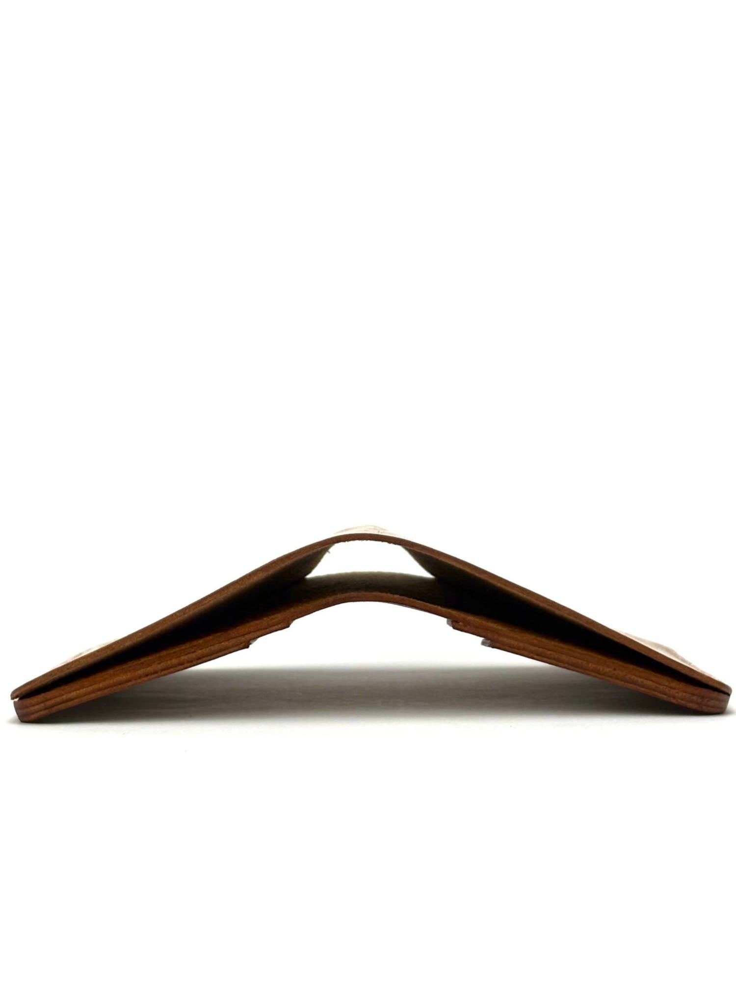 brown glance leather bifold wallet front view opened edge