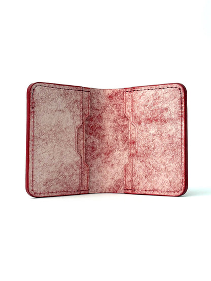 red glance leather bifold wallet front view opened