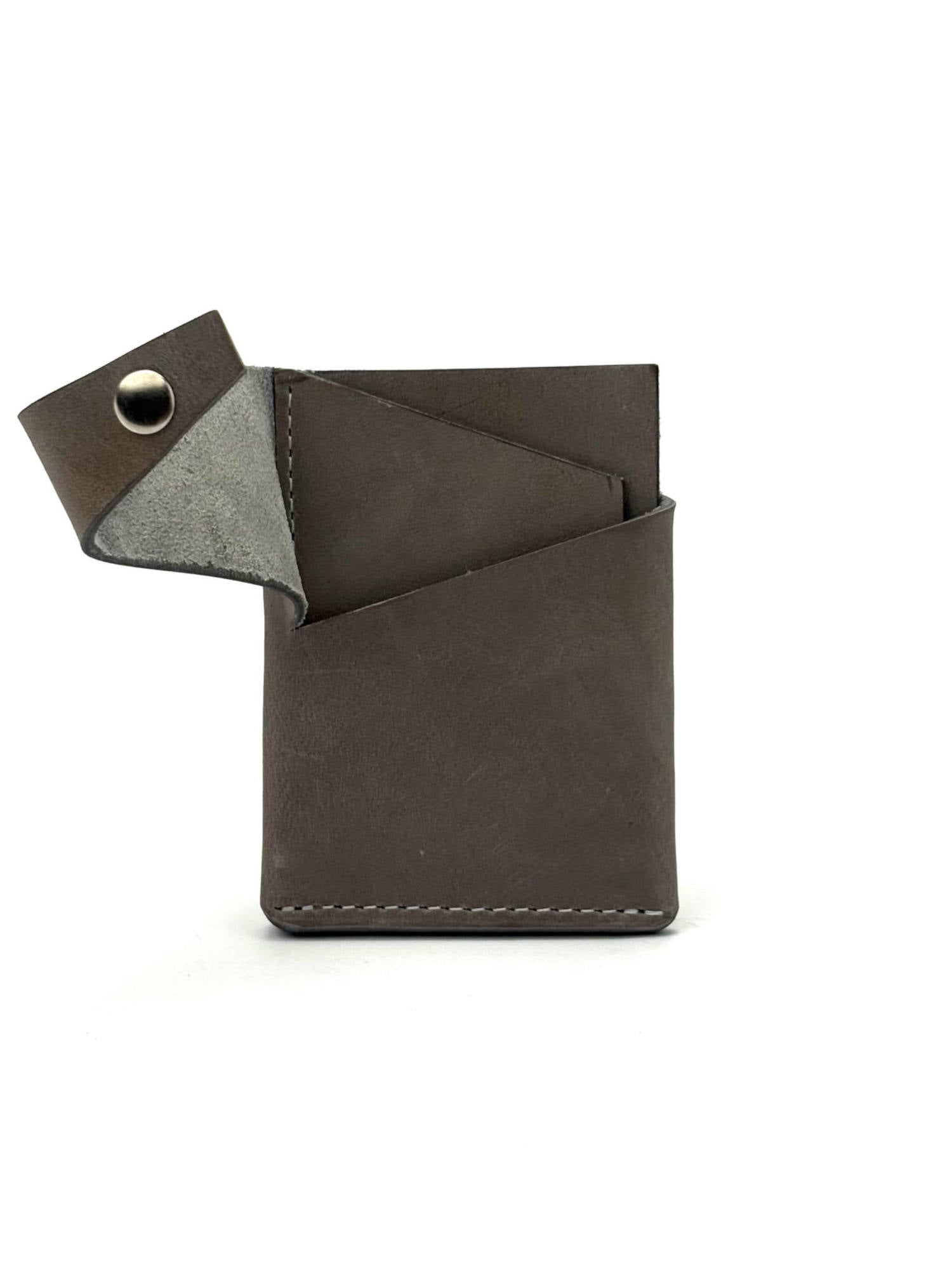 grey keeper leather wallet front view opened 