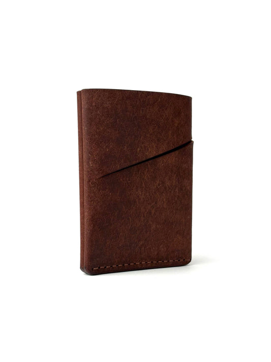 chestnut brown keeper leather wallet front view rotated