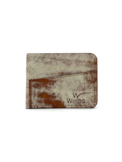 brown wing leather cardholder front view